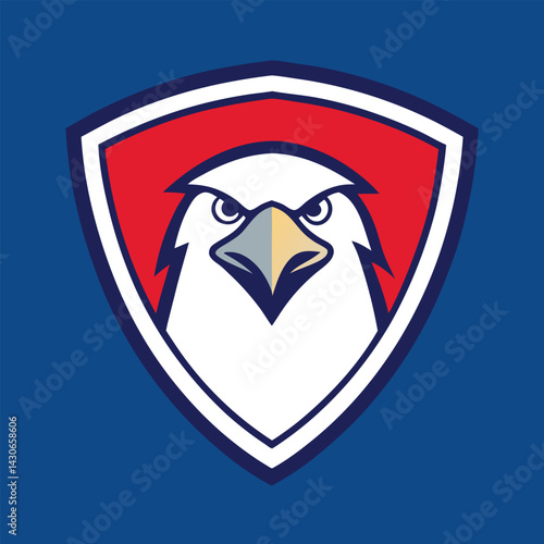 Eagle Mascot Logo in Shield Vector Art – Flat Minimalist Eagle Logo Design