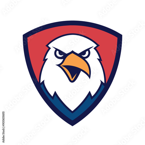 Eagle Mascot Logo in Shield Vector Art – Flat Minimalist Eagle Logo Design