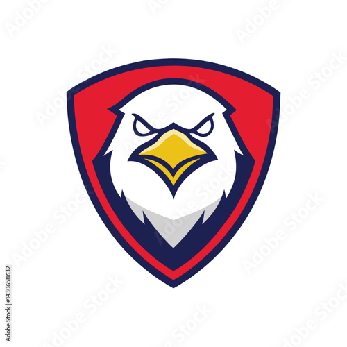 Eagle Mascot Logo in Shield Vector Art – Flat Minimalist Eagle Logo Design