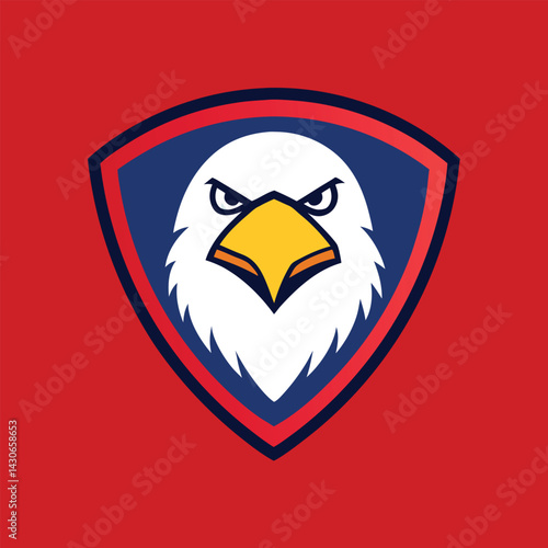 Eagle Mascot Logo in Shield Vector Art – Flat Minimalist Eagle Logo Design