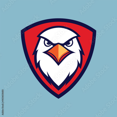 Eagle Mascot Logo in Shield Vector Art – Flat Minimalist Eagle Logo Design