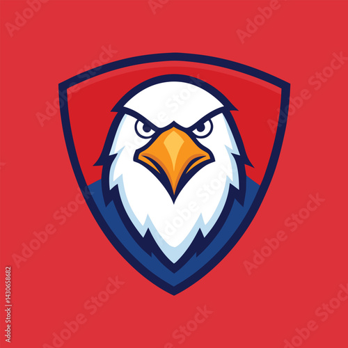 Eagle Mascot Logo in Shield Vector Art – Flat Minimalist Eagle Logo Design