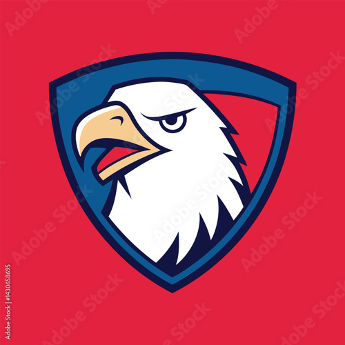 Eagle Mascot Logo in Shield Vector Art – Flat Minimalist Eagle Logo Design