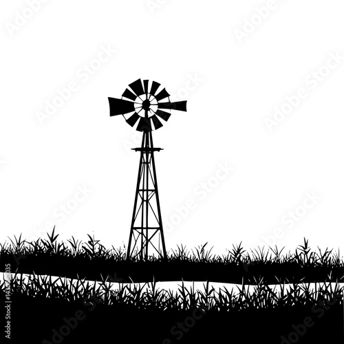 windmill silhouette vector