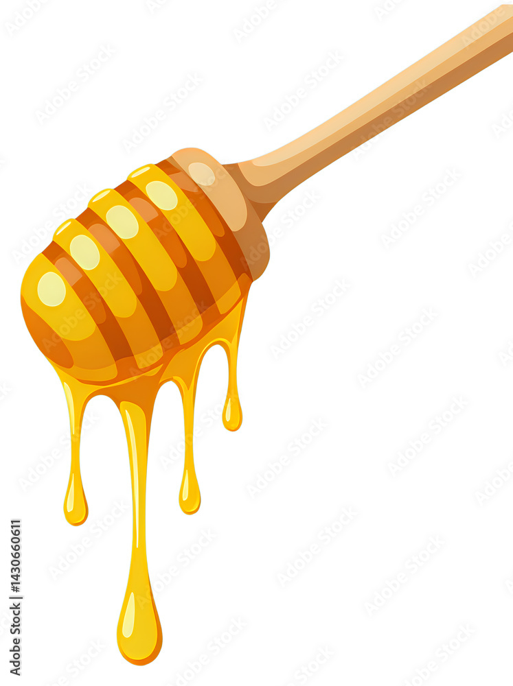Honey Dipper with Dripping Honey, Transparent Background. Honey Dipper with Dripping Honey, Transparent Background.
