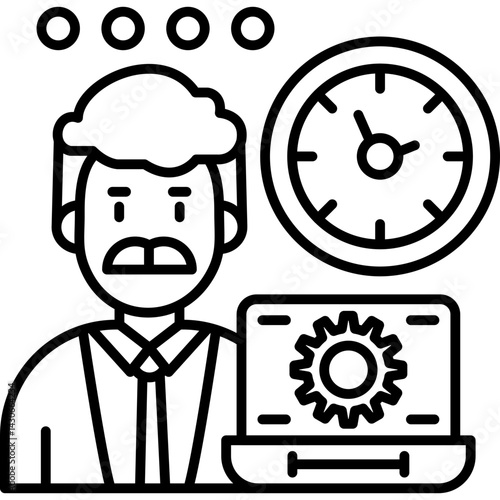 Workaholic Icon Vector Element
