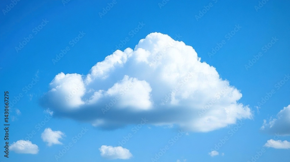 Fluffy white cumulus cloud against a vibrant blue sky Fluffy white cumulus cloud against a vibrant blue sky