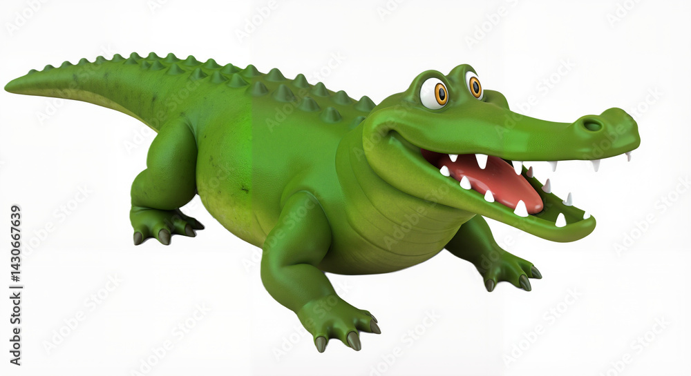Fototapeta premium Cartoon crocodile character smiling and ready to play 