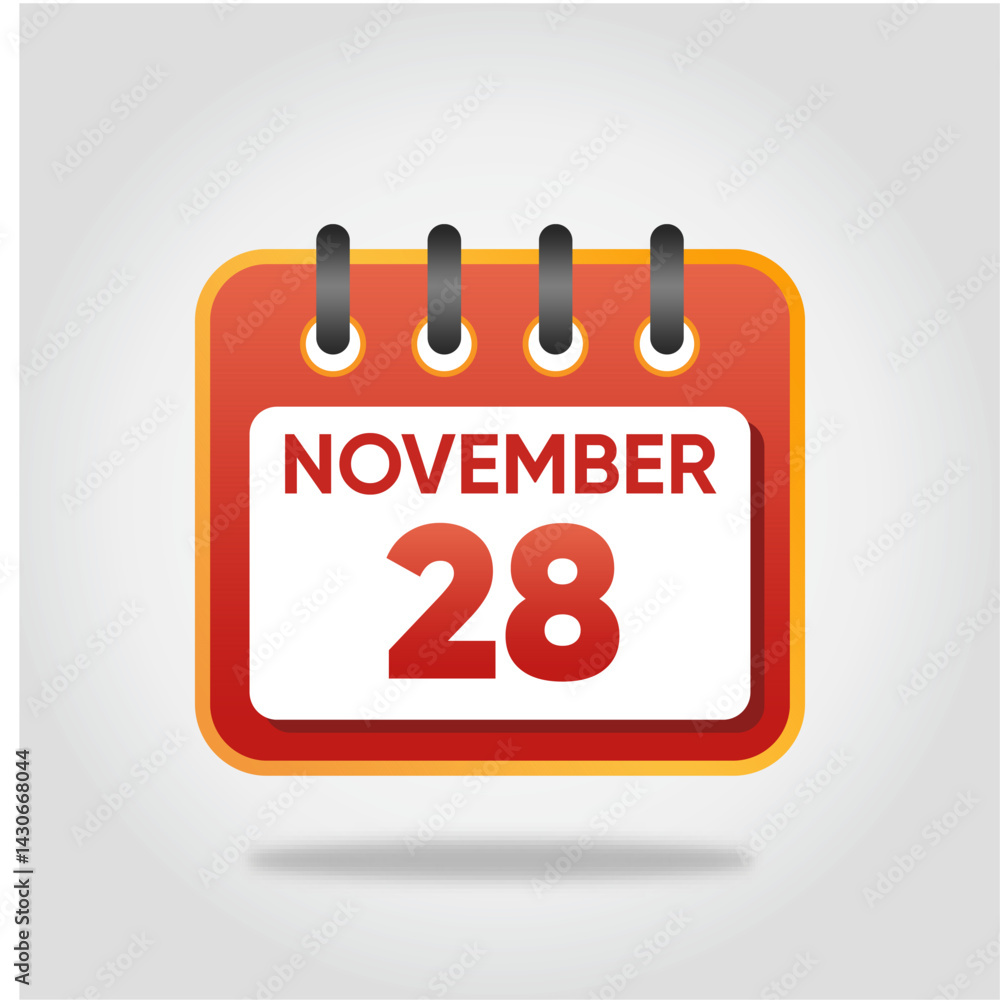 November 28 Calendar Illustration November 28 Calendar Illustration
