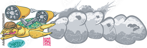 Vector illustration graffiti with word "Speed" and turtle turbo on it.