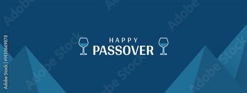 Passover greeting card with the Egyptian pyramids. Jewish holiday Passover modern banner design. Passover , Pesach, Jewish holiday. Haggadah vector illustration. 