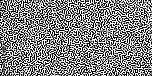 Organic seamless patterns with rounded lines Diffusion reaction background. Monochrome background of natural organic forms motion. Overlay template abstract Turing organic wallpaper background.