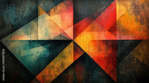 Wallpaper Mural Abstract geometric art featuring vibrant colors and dynamic shapes. Torontodigital.ca