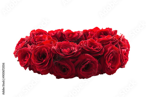 Vibrant Red Rose Garland Wreath Adorned with Glimmering Petals on Transparent Background