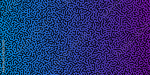 Abstract Reaction-diffusion Turing pattern natural texture purple and blue  gradient color scheme. Linear design with biological algorithm psychedelic background. Reaction-diffusion or truing patter