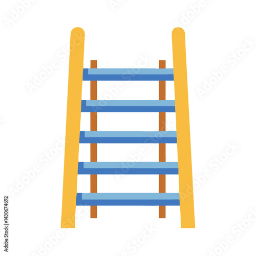 Illustration of a ladder with blue steps on black