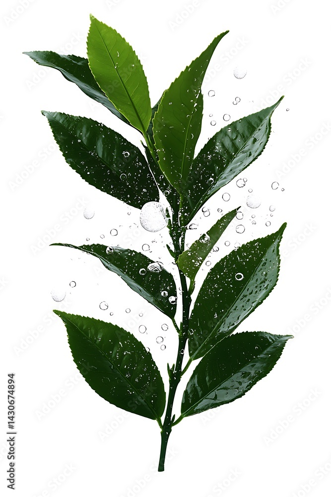 Naklejka premium Fresh Leaves, Water Drops, Nature