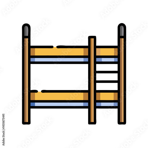 Cartoon Bunk Bed Illustration on a Black Background