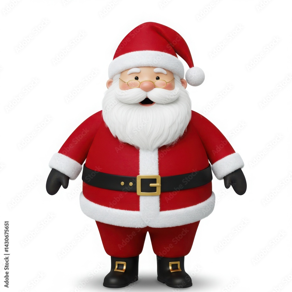 A cartoon santa claus standing with a red suit and a white beard on a white background pose A cartoon santa claus standing with a red suit and a white beard on a white background pose