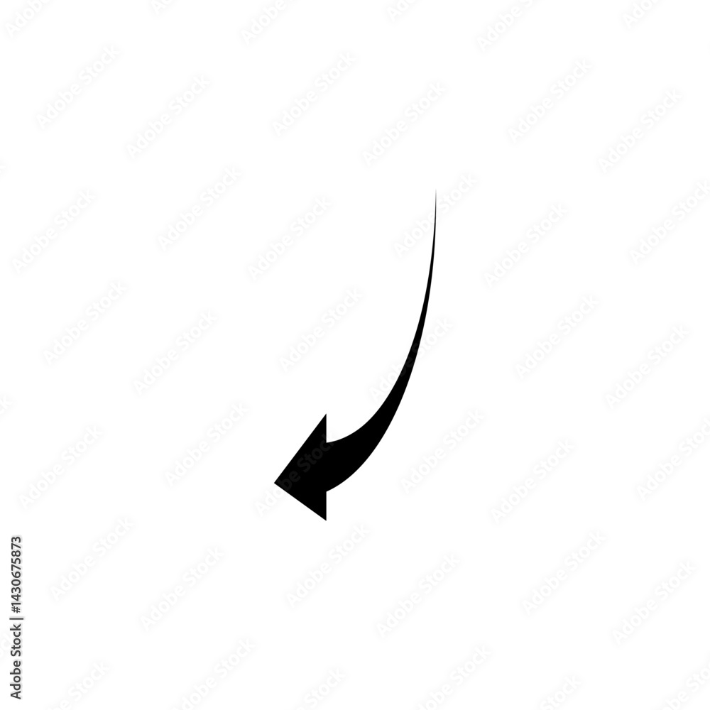 Fototapeta premium Thin long semi circle arrow. Vector illustration. Semicircular rounded curved arrow.