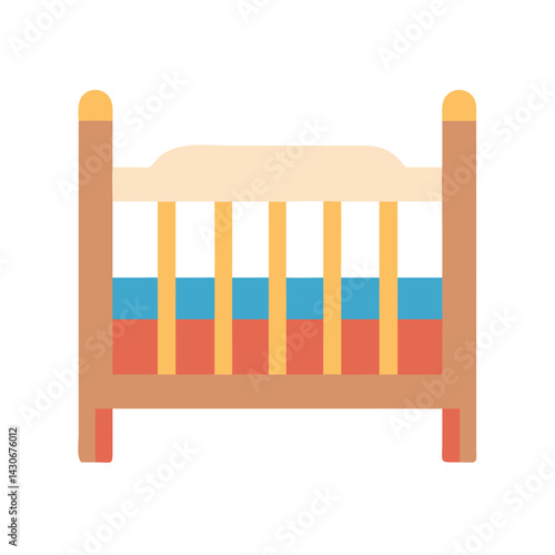 Simple Vector Baby Crib Illustration on Black Background