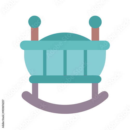 Cute teal rocking cradle on a black background