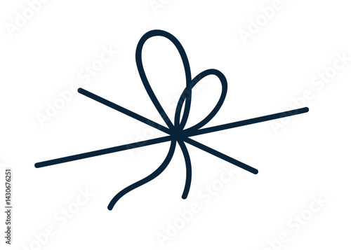 String bow, decorative knot. Tied cord, lace loops for gift adornment. Orname...