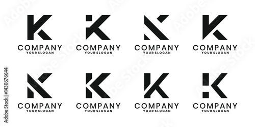 Collection of letter K logos with minimalist and modern typography designs