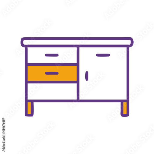 Modern nightstand drawer furniture in purple and orange