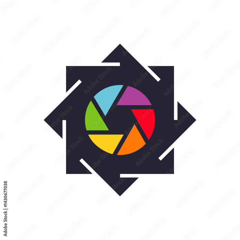 Creative Photography Icon: The icon is a visual representation of photography, using geometric shapes and a vibrant color palette. Creative Photography Icon: The icon is a visual representation of photography, using geometric shapes and a vibrant color palette.