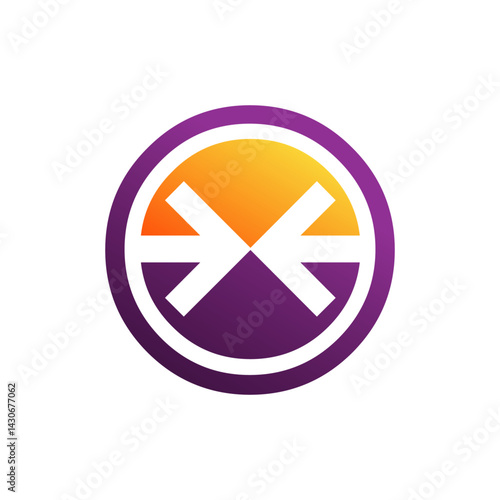 Convergence Emblem: A modern icon features two converging arrows within a gradient circle, symbolizing connection and collaboration