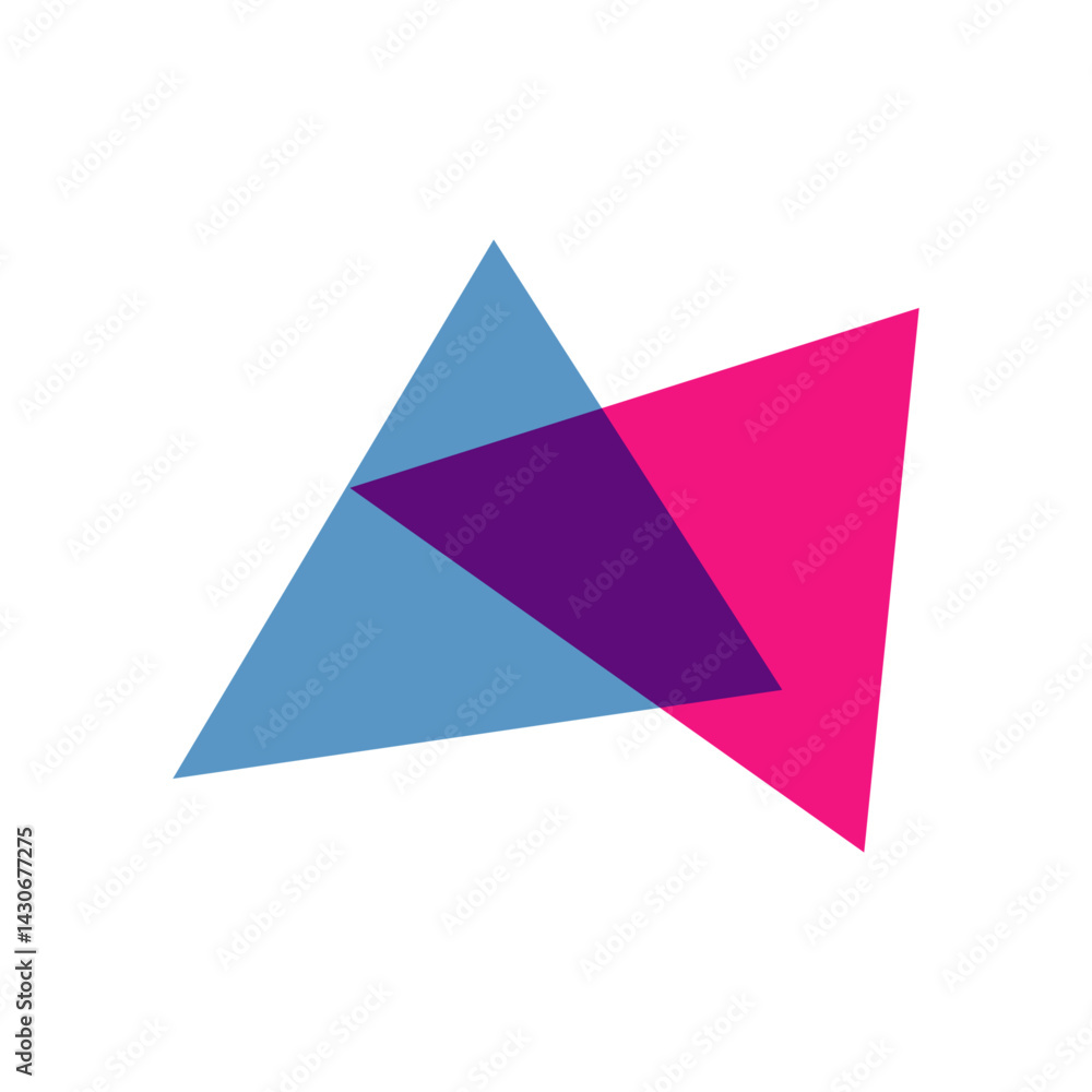 Geometric Abstract Triangles: A vibrant and captivating abstract composition featuring overlapping geometric triangles in shades of blue, pink, and purple. Geometric Abstract Triangles: A vibrant and captivating abstract composition featuring overlapping geometric triangles in shades of blue, pink, and purple.