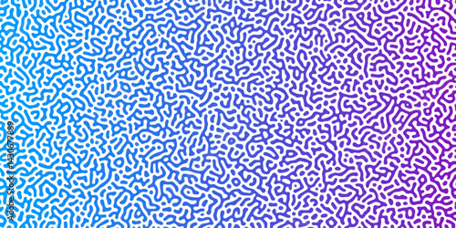 Abstract Reaction-diffusion Turing pattern natural texture purple and blue gradient color scheme. Linear design with biological algorithm psychedelic background. Reaction-diffusion or truing patter