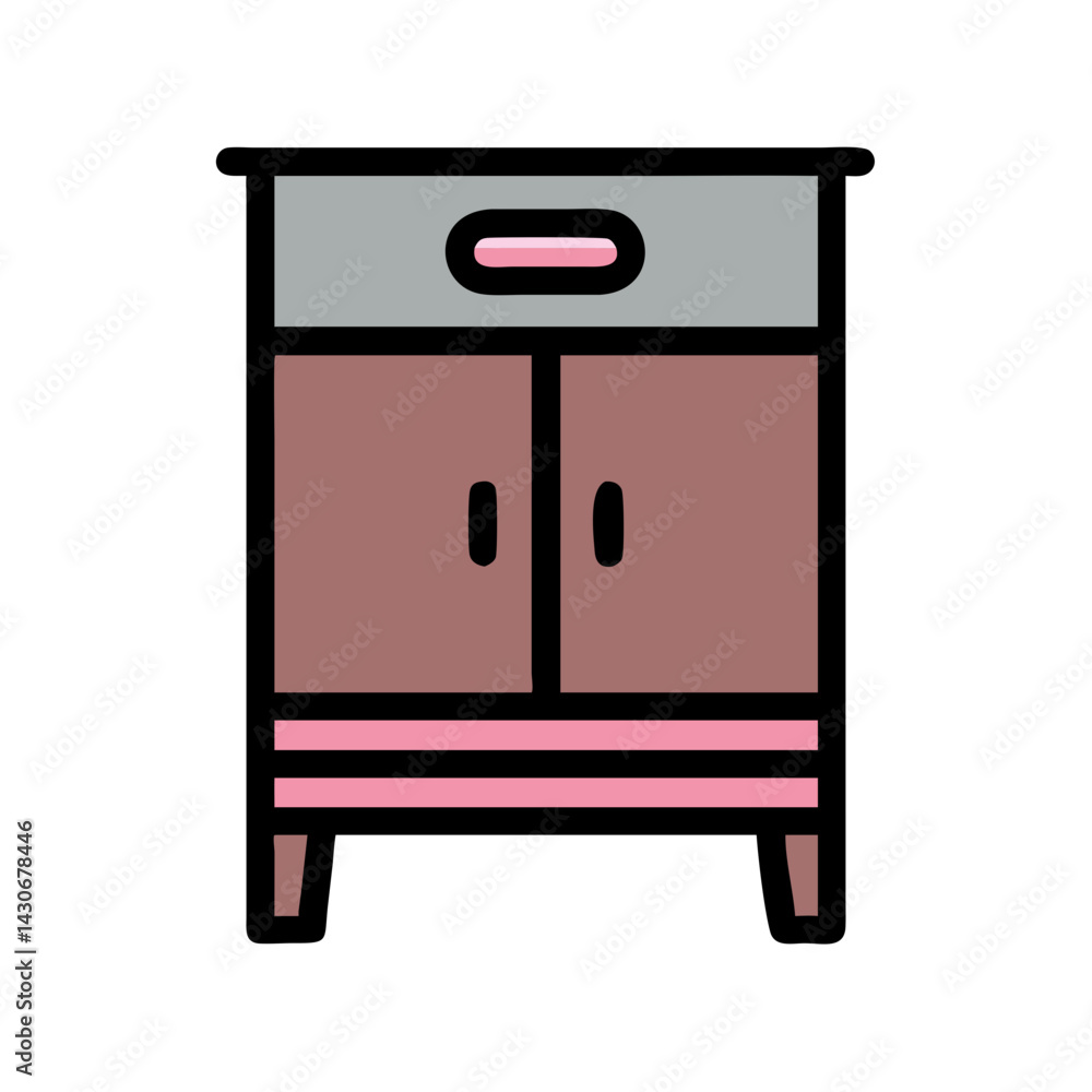 Retro Cabinet with Drawers and Two Doors Icon Retro Cabinet with Drawers and Two Doors Icon