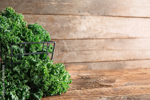 Fresh green kale leaves in ...