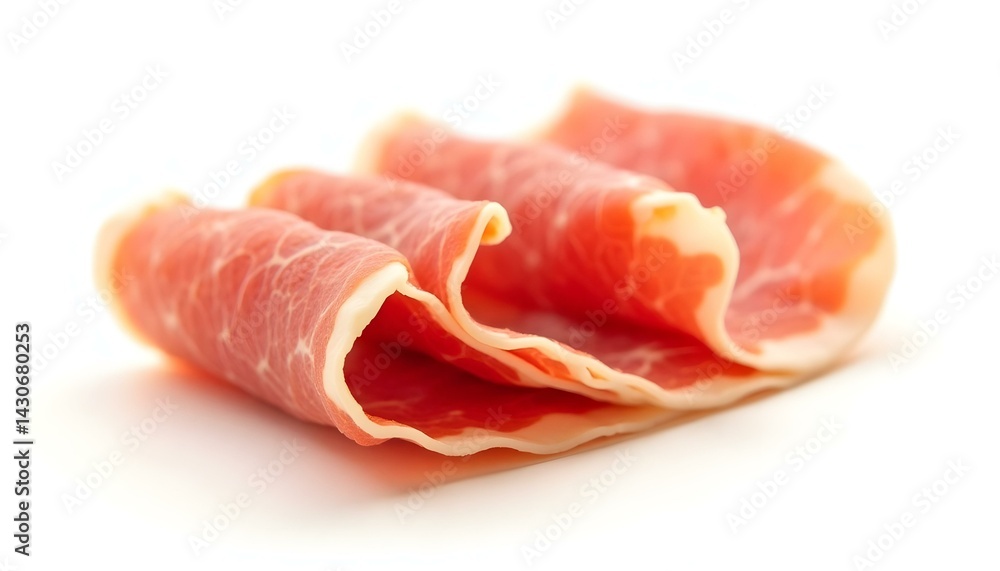 sliced prosciutto on a white background sliced prosciutto on a white background