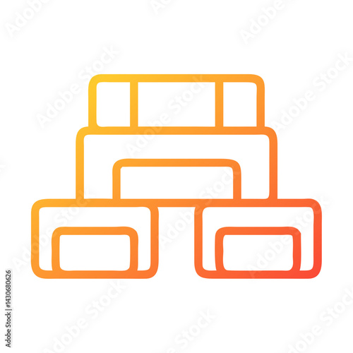 Illustration of three orange cinder blocks on black