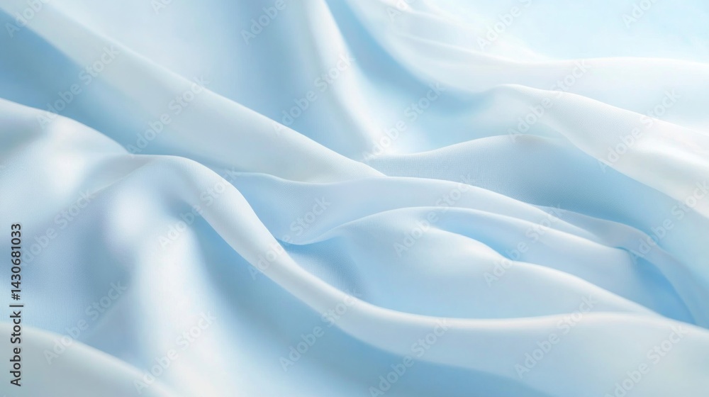 Smooth, light blue fabric drapes in soft folds Smooth, light blue fabric drapes in soft folds