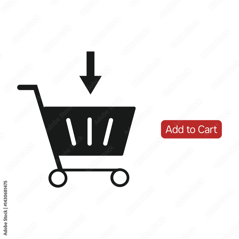 shopping cart outline icon animation with add to cart button shopping cart outline icon animation with add to cart button