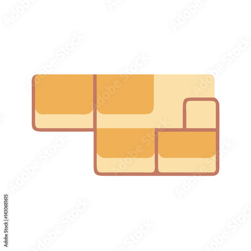 Modern Sectional Sofa Icon Illustration Isolated on Black