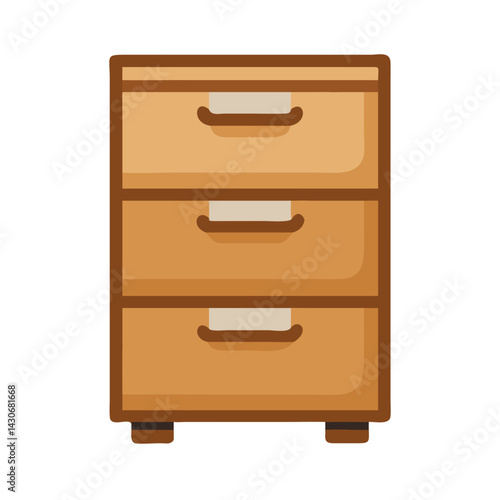 Cartoon wood dresser with three drawers illustration