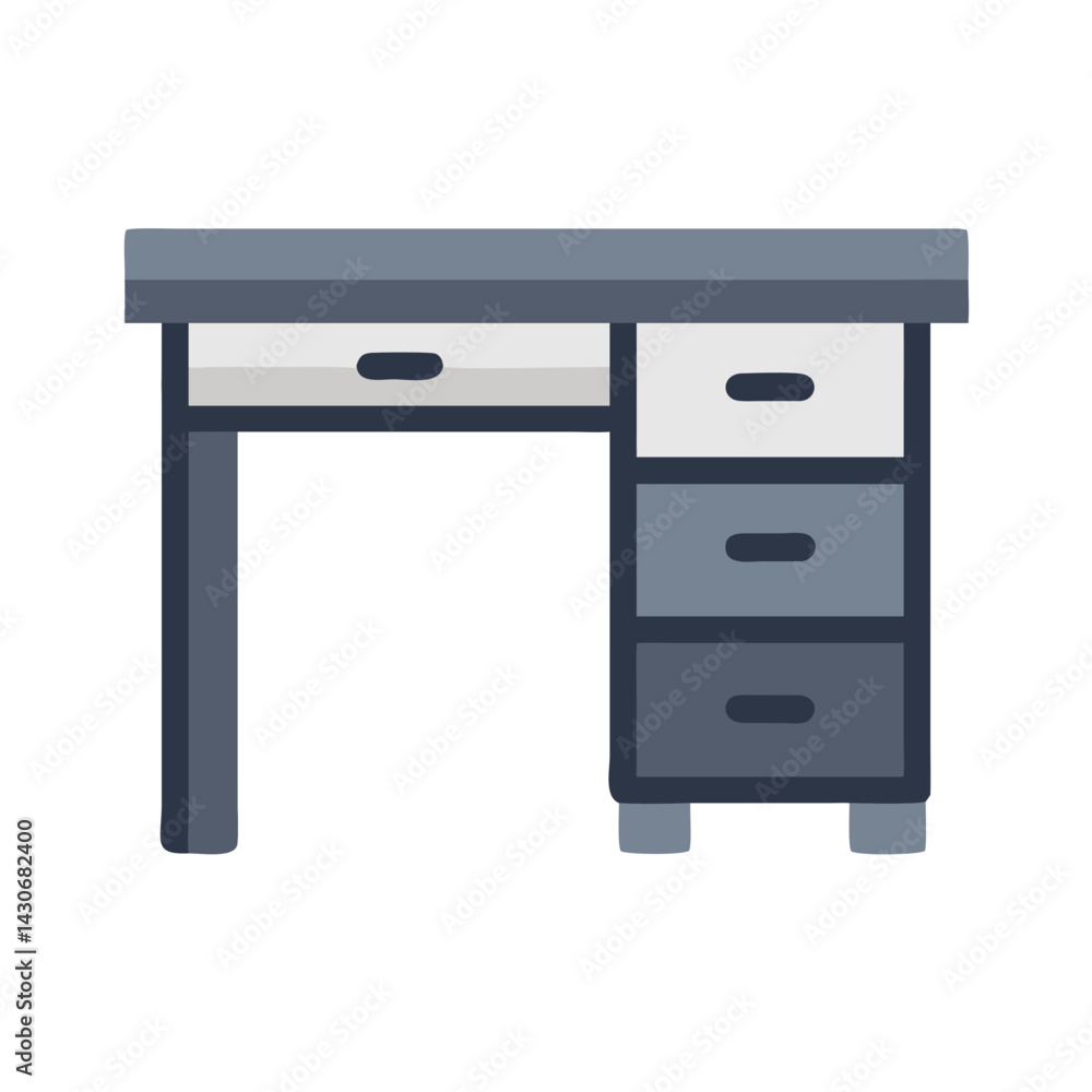 Modern desk with drawers on a black background Modern desk with drawers on a black background