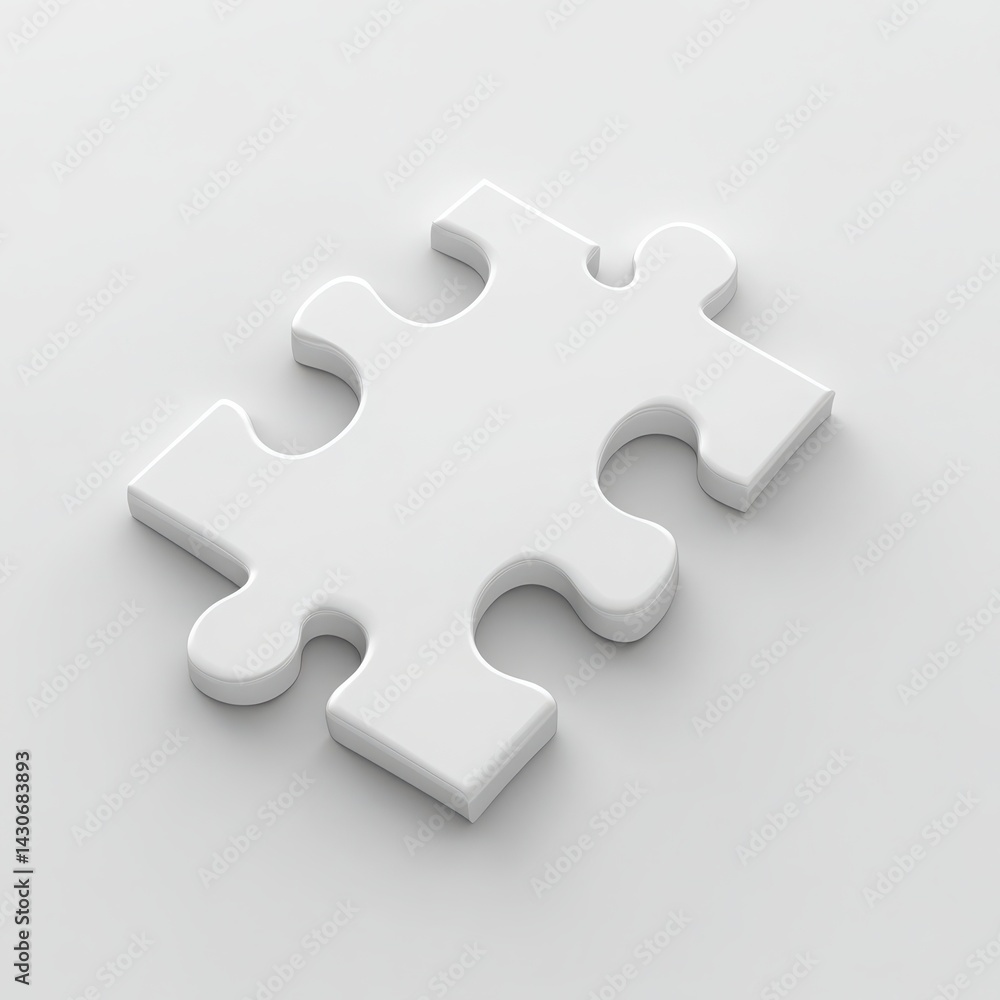 Single puzzle piece lying flat isolated on white background Single puzzle piece lying flat isolated on white background