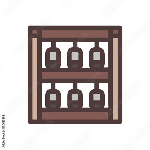 Icon of wine bottles in wooden storage rack