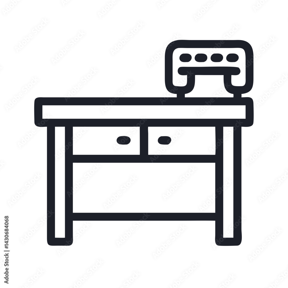 Simple Table with Drawers Outline Icon Vector Illustration Simple Table with Drawers Outline Icon Vector Illustration