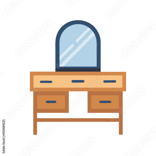 Flat Vector Dressing Table With Mirror Illustration Design