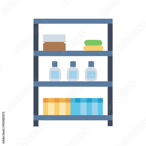 Bathroom Shelf Icon With Stacked Towels And Bottles