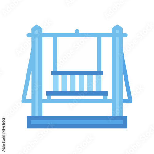 Minimalist Blue Guillotine Icon on Black Background Illustration