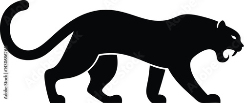 Minimalist Panther Silhouette – Sleek Side View Vector Art with Bold Contrast
