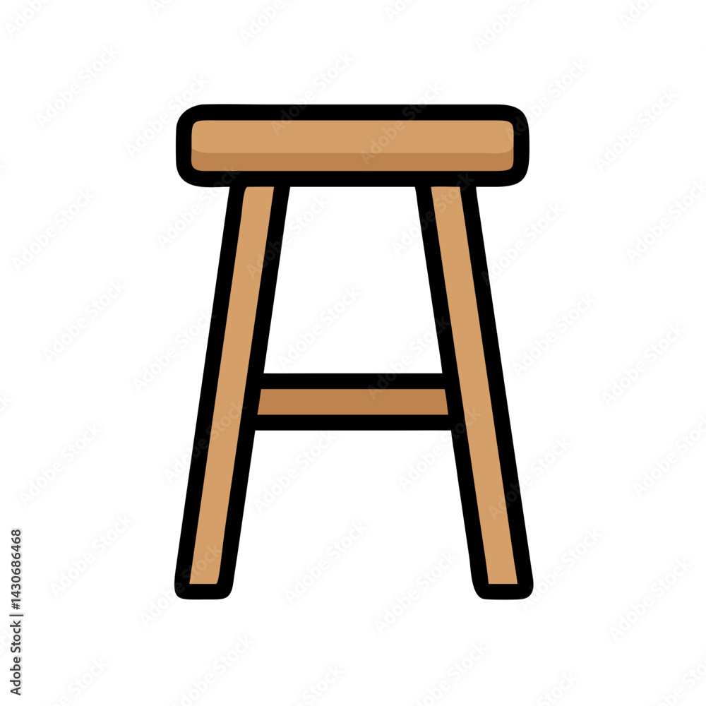 Simple wooden stool isolated on black background illustration Simple wooden stool isolated on black background illustration